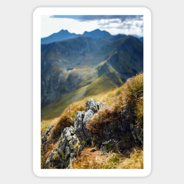 Mountain range with selective focus Sticker by naturalis